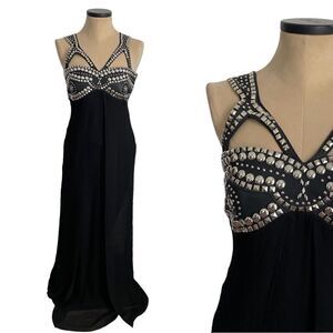 NWT Sheri BODELL 100% silk black studded gown